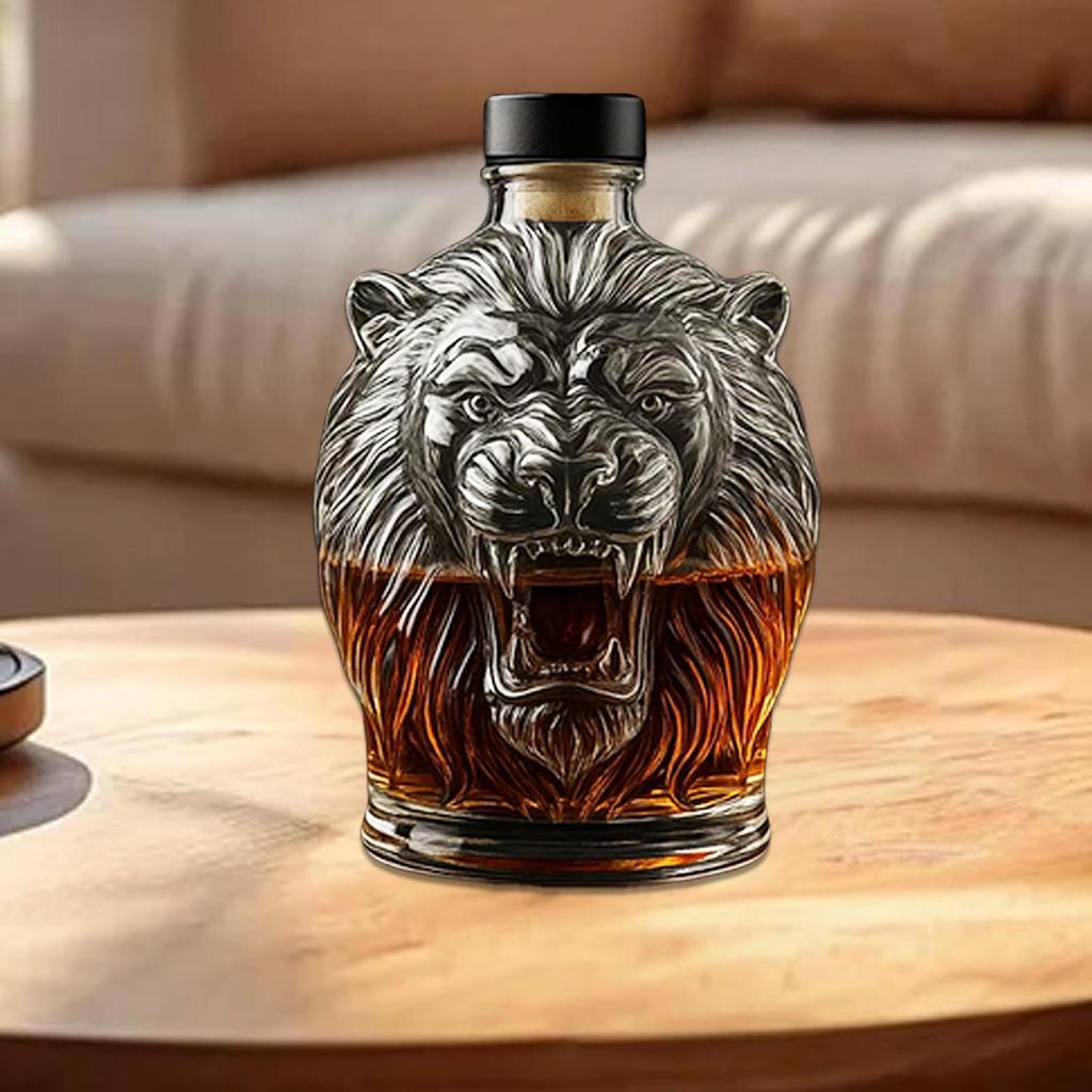 Löwe Weinglas Karaffe Alkoholspender Karaffe Flasche Whiskey Tierprofil Weinbehälter Für Männer Vater Ehemann Geschenke