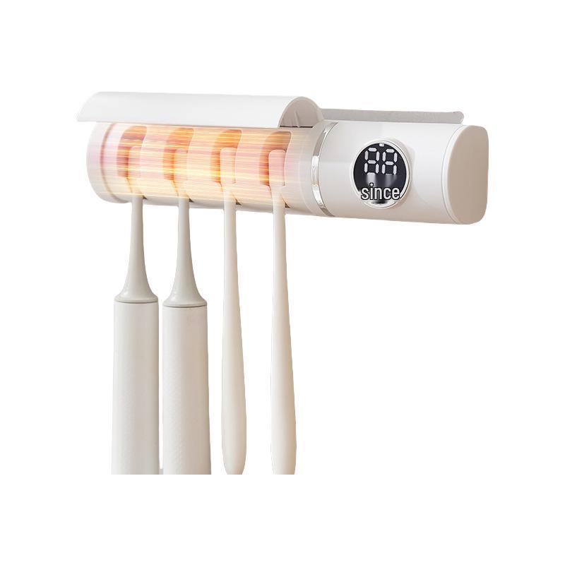 Wall-mounted UV Toothbrush Sterilizer with Dual Compartments and Automatic Charging