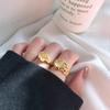 S925 Trendy Sterling Silver Adjustable Ring With Eyecatching Geometric Agate Pattern