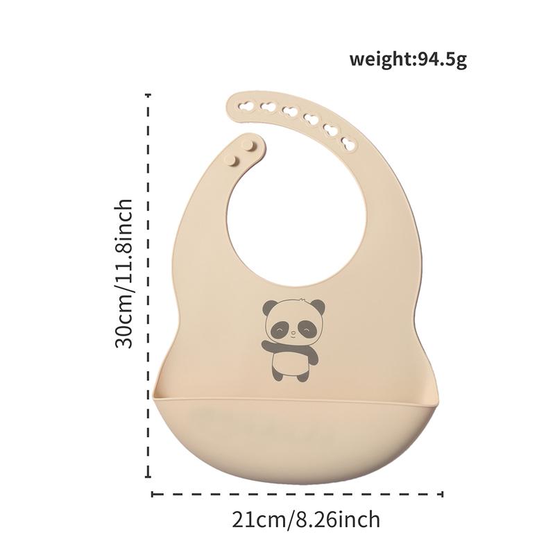 Custom Silicone Baby Bib with Name & Cartoon Print Pattern Food-Grade Solid Feeding Bib DZ13