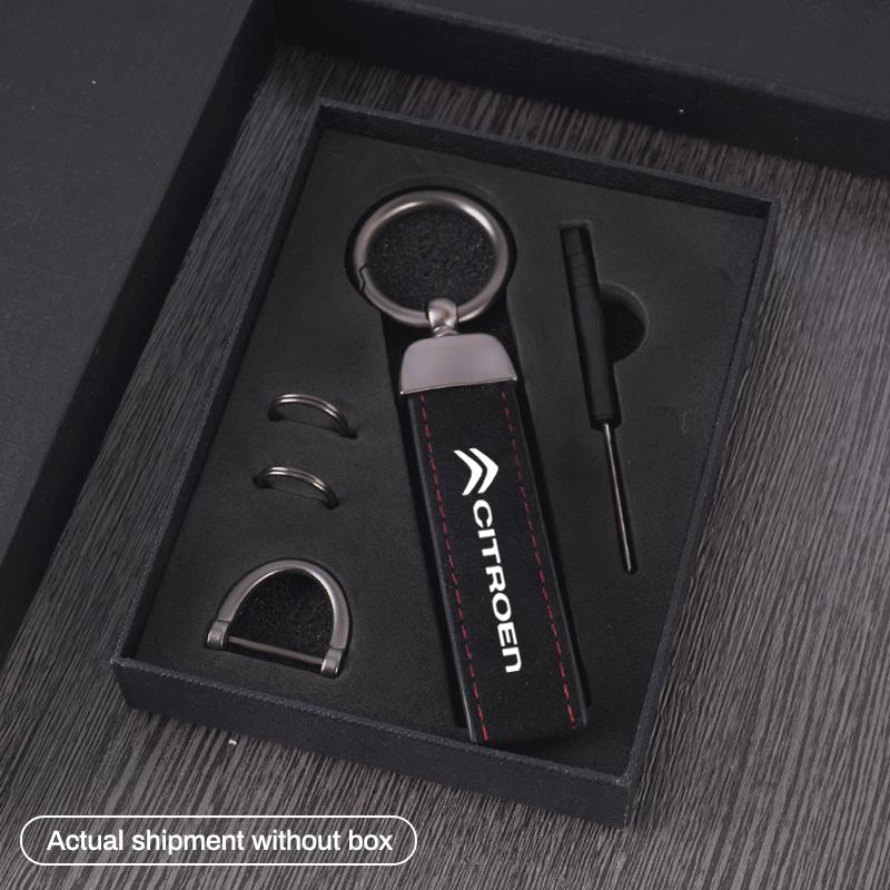Metal Suede Key Ring Keychain Car Logo Accessories For Citroen C1 C2 C3 Vts C4 Saxo C4L C5 C6 C8 Xsara Picasso Berlingo Cactus