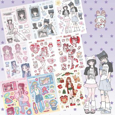 Korean Cute Girl Character Stickers - Sweet & Creative DIY Decoration