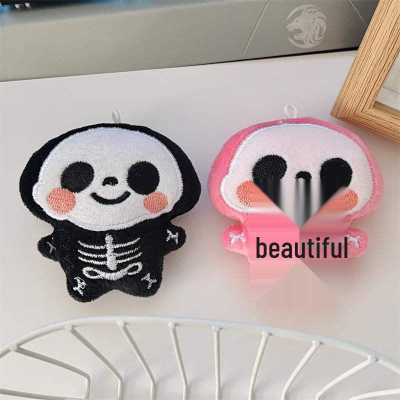 Squeaky Devil Skeleton Plush Brooch Pendant - Cartoon Doll for Bag/Shoe Decoration