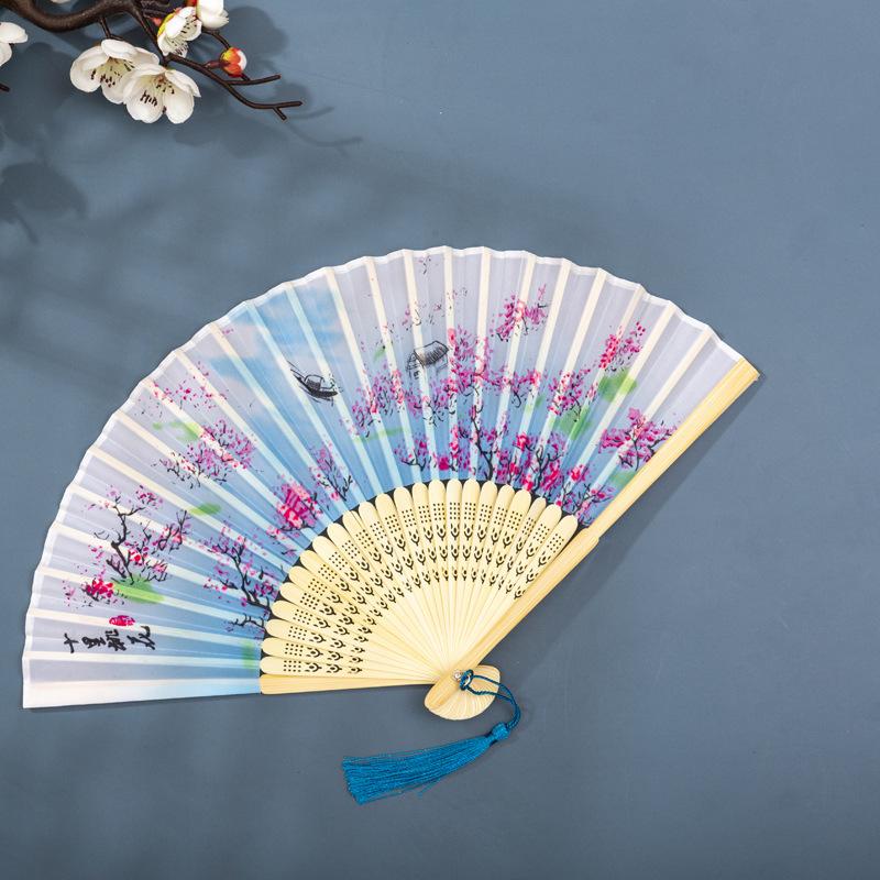 Classical Chinese Dance Fan - Handmade Bamboo Folding Fan for Wall Decor, Performance Costume & Partition Screen