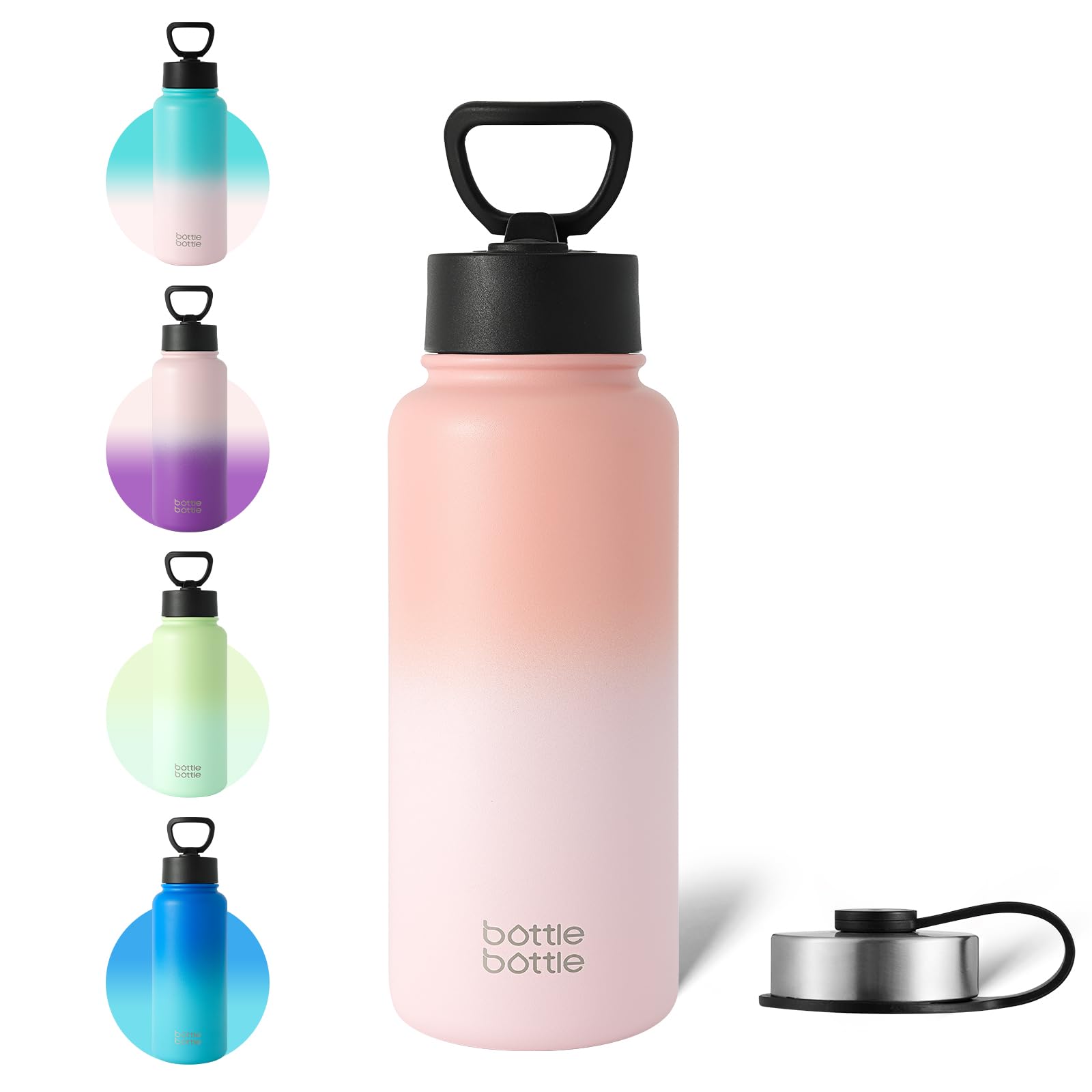 

BOTTLE BOTTLE 1 Liter Stainless Steel Water Bottle for Direct with Vacuum Perfect for Sports and Pink Girls, Drinking, Straw, Insulated, Double-Walled