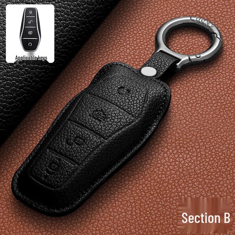 BYD Pro Key Case - Leather Protective Shell for Song Plus, Yuan DMI, Dolphin, Han, Tang, Qin, Han EV Models
