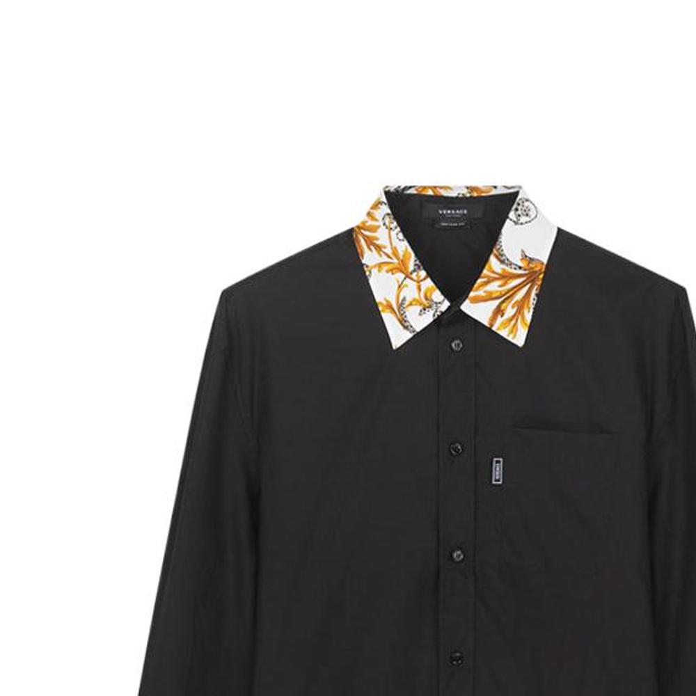 VERSACE Shirts Men's Black Lapel Moderate Other A87411-A232105-A1008