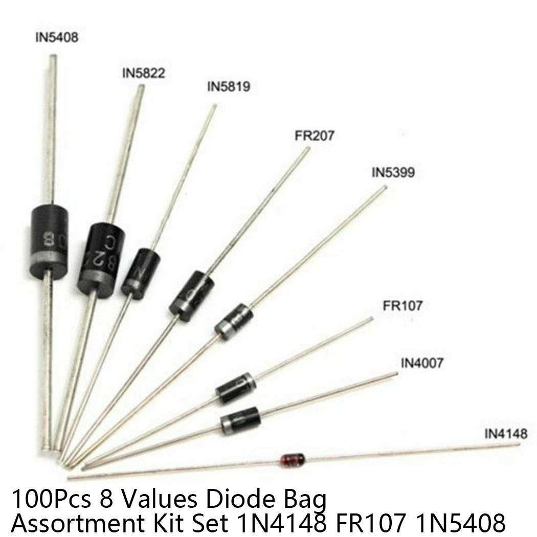 

Набор диодов, 100 шт., 8 значений, Ассортимент, сумка DIY DO-41