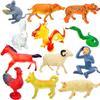 "1-9 inch Plastic Animal & Dinosaur Model Toy Set"