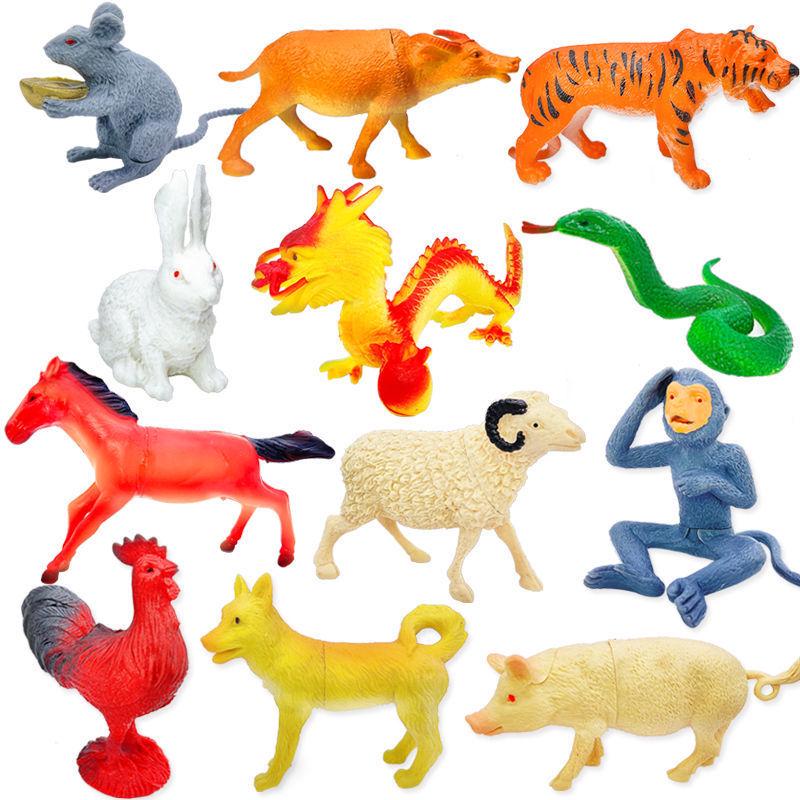 "1-9 inch Plastic Animal & Dinosaur Model Toy Set"