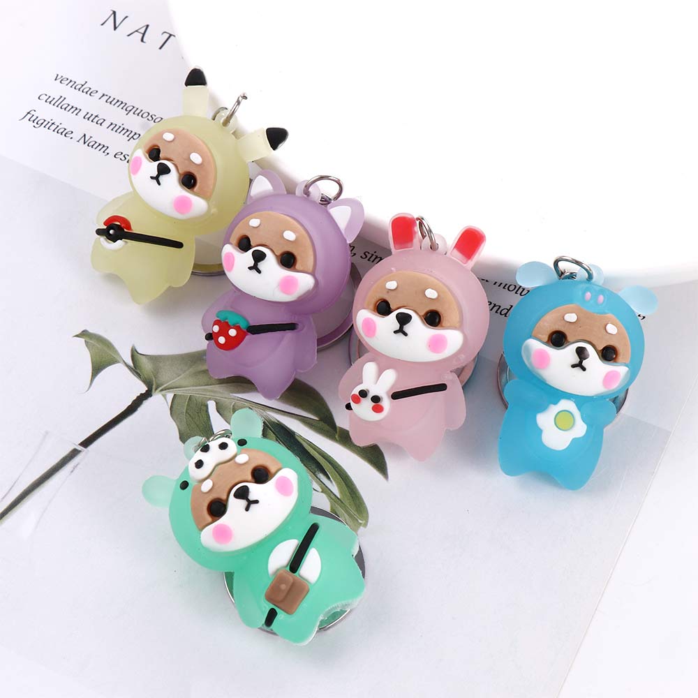 Cute Shiba Inu Bag Key Chain Shoulder Bag Keychain Key Rings Flashing Light Keychain Doll Pendant