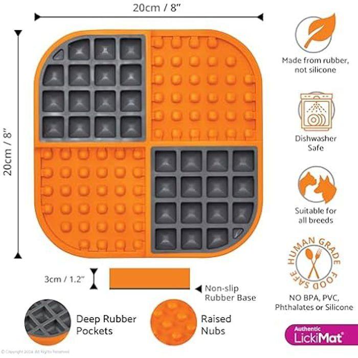 Tapis à lécher - LICKIMAT - Slomo - Orange - Pour chiens moyens - Silicone non-toxique