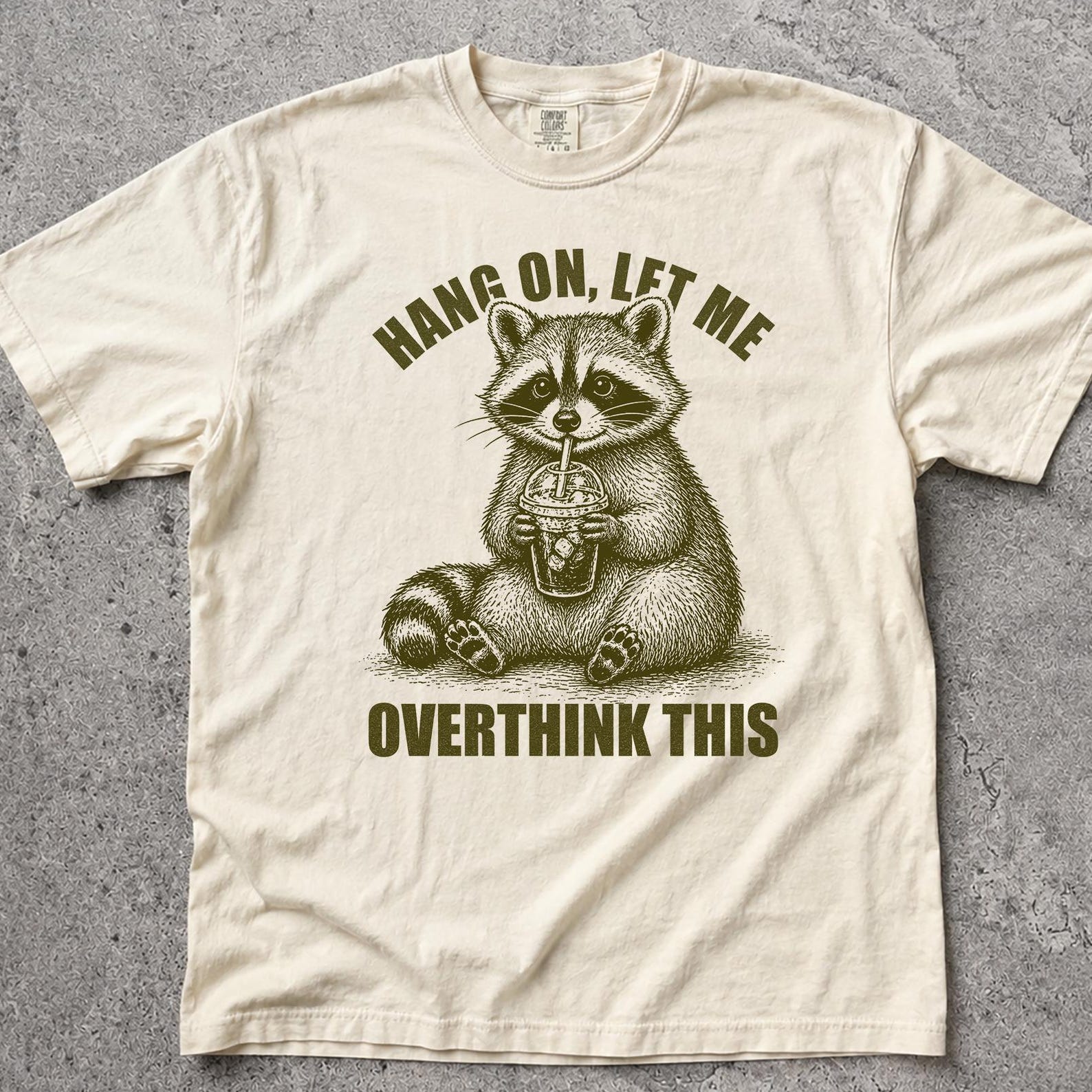 Hang On Let Me Overthink This Shirt, Funny Raccoon Meme Tee, Vintage Sarcastic Trash Panda Gift S