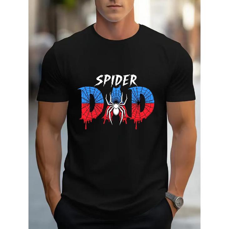 67 3 Graphic T-Shirt for Men Spider Dad - Navy Blue T-Shirt InMicro-Stretch Blend, Regular Fit, Casual Summer Shirt with Spider Web Design, Machine S чёрный