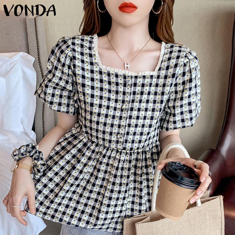 

Летние женские топы VONDA из 100% хлопка с квадратным вырезом и пышными рукавами