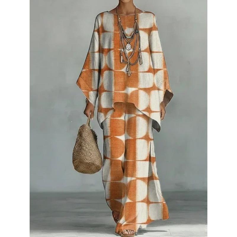 Y116 Summer Bohemian Paisley Printed Two-piece Comfort Casual Set