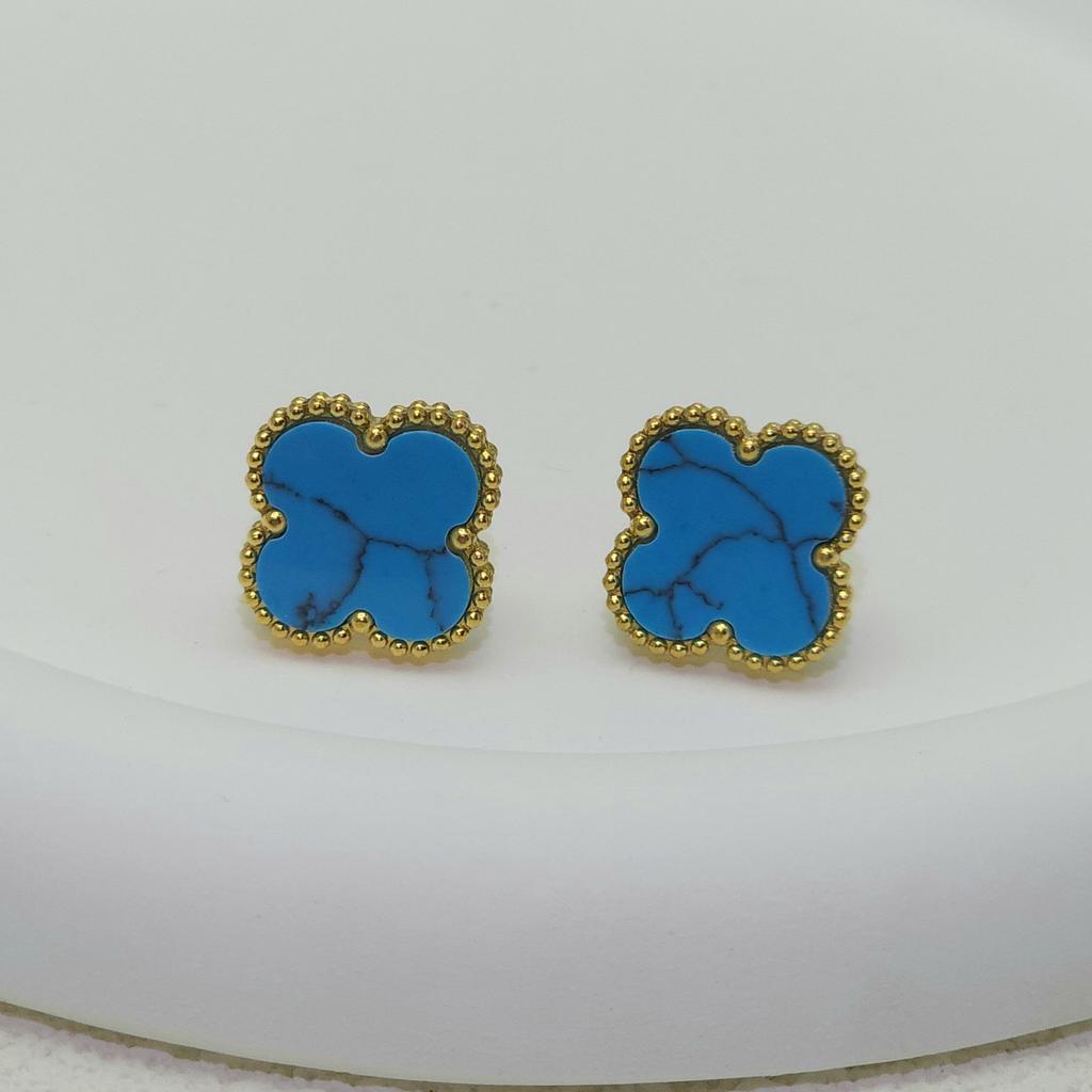 High Quality Titanium Steel Natural Mother-of-pearl Four-leaf Clover Earrings for Women 18K Fashion Premium Earrings