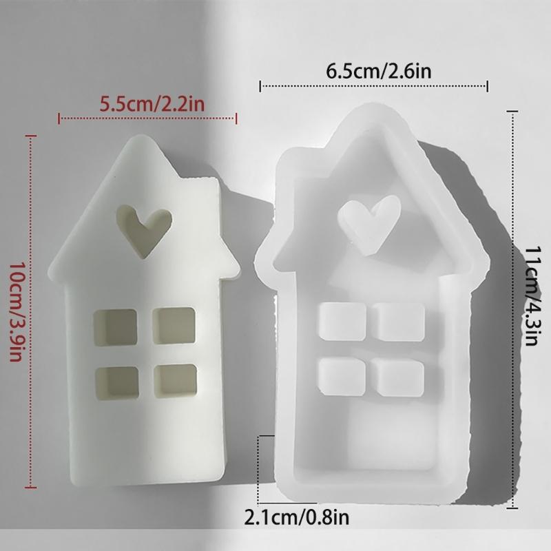 House Shape Candle Mold Heart Resin Mold for Candle Gypsum Ornament Silicone Mould Home Decorations Valentines Day Gift
