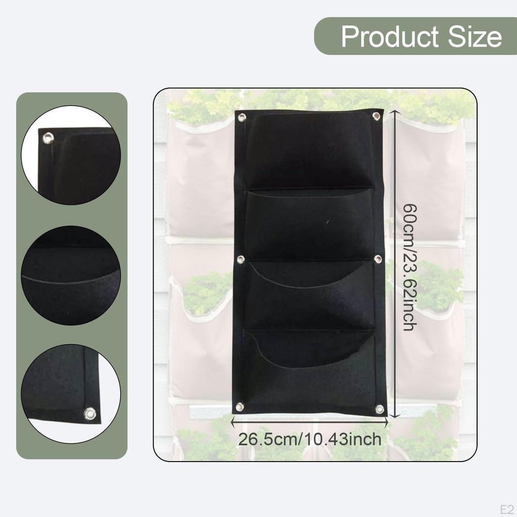 2 Pieces Hanging Grow Bags Flower Containers Non Woven Fabrics Wall Planters Pouch