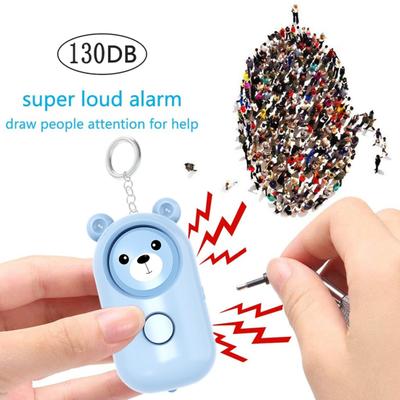 Alarm LED Flashing Bear Shape Anti-attack High Decibel Sensitive Safety Protection Portable Children Girl Older Women Personal Alarm Keychain