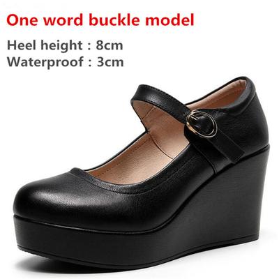 Taglia33-43 Scarpe da Donna Vera Pelle Punta Rotonda Scarpe Comode da Passeggio Donna Scarpe Casual con Plateau Femme Scarpe Zeppa con Cinturino alla Caviglia