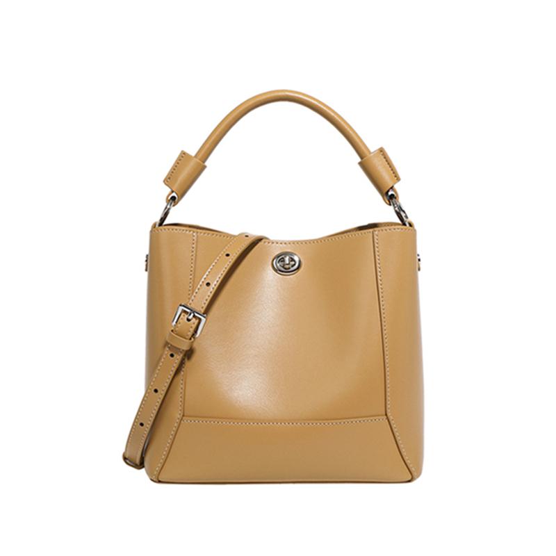Genuine Leather Bucket Small Shoulder Crossbody Bags For Women  Trend Designer Tote Ladies Handbags