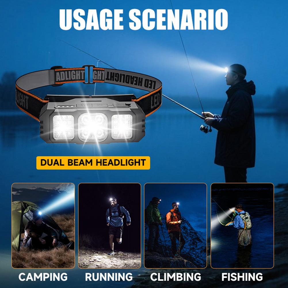 LED Headlamp Rechargeable Headlight Flashlight Head Lamp for Outdoor Hunting Hiking Camping Gear