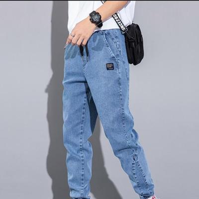 Men's Fashion Black Blue Gray Jeans Streetwear Jogger Pants Trousers Plus Size 8XL Casual Straight Streetwear Drawstring Elastic Waist Loose Jeans