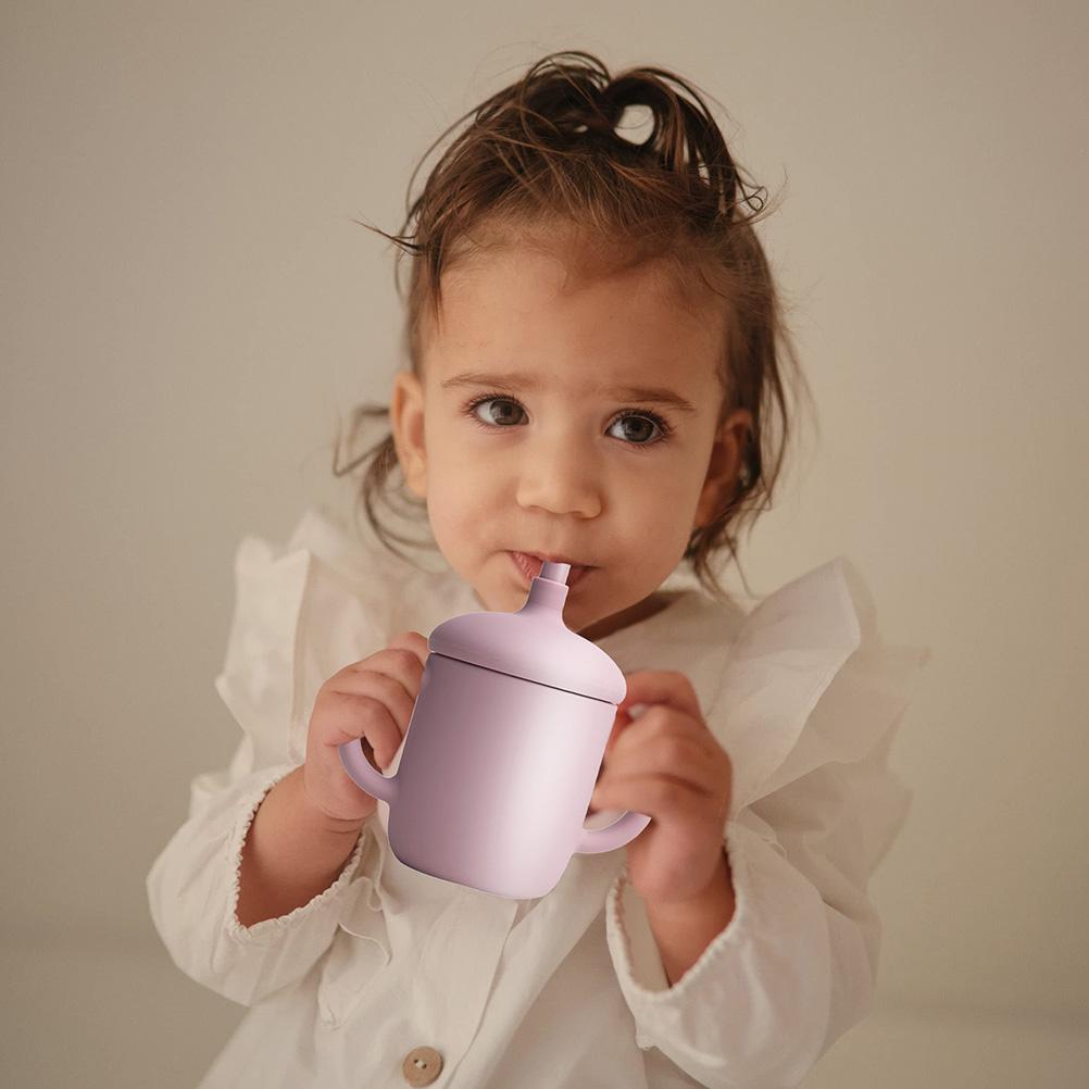 150ML Baby Cup Silicone Training Cup Sippy Cup with Straw Non Slip Handles Unbreakable Heat