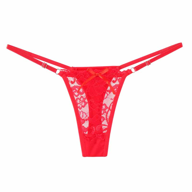 ALLTOOALL Sexy Lace Underwear For Women Low Rise Adjustable Thongs Transparent G-String Female Breathable Underpants Lingerie