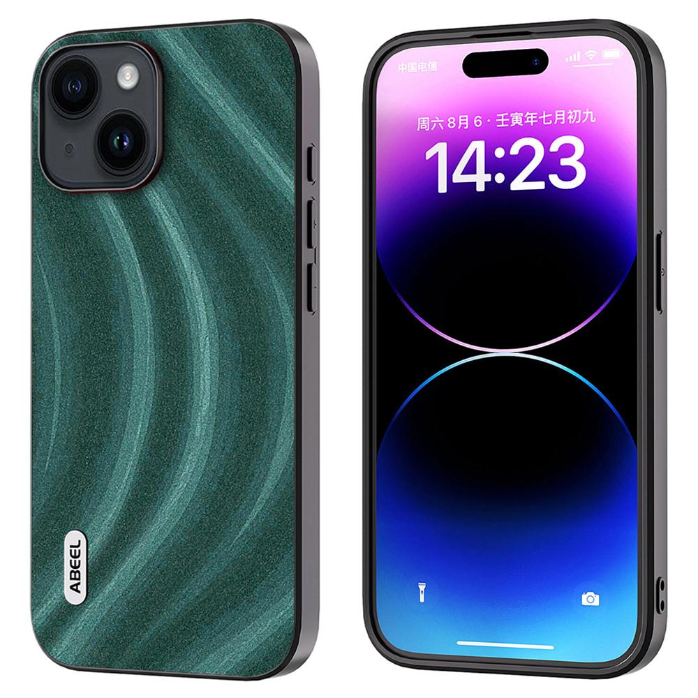 

ABEEL Milky Way Series Phone Case for iPhone 15,PU Leather Coated PC+TPU Anti-drop Cover Green