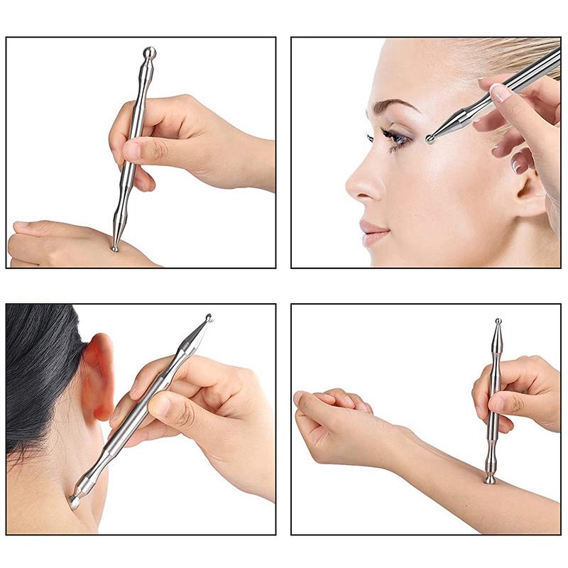 Acupuncture Pen Facial Reflexology Tools Stainless Steel Trigger Point Massager Deep Tissue Back Massager Body Face Massage