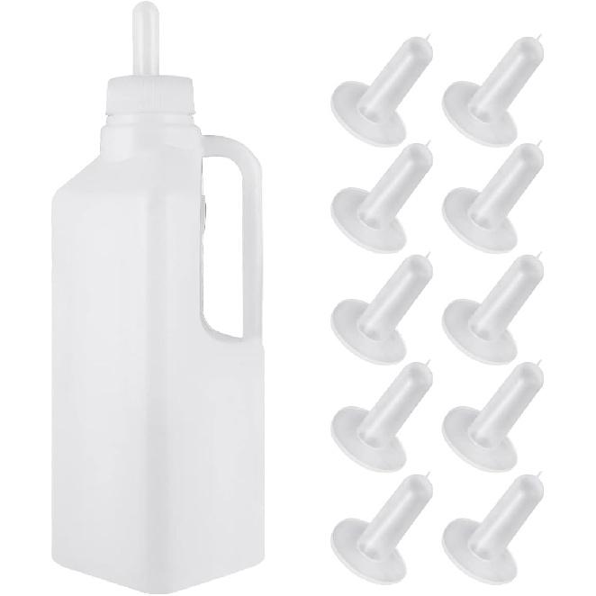 1 Set Lamb Feeder Bottle Lamb Milk Bottle Animal Feeding Bottle Calf Goat Sheep Milk Feeding Bottle Animal Bottles for Farmer 850ML (with 10 Bottle