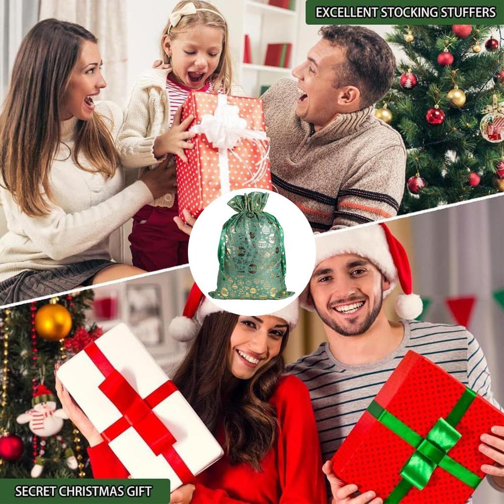 Medium Christmas Bags Gold Foil Drawstring Home Decor Christmas Treat Bags For Birthday Thanksgiving Holiday New Year Wedding