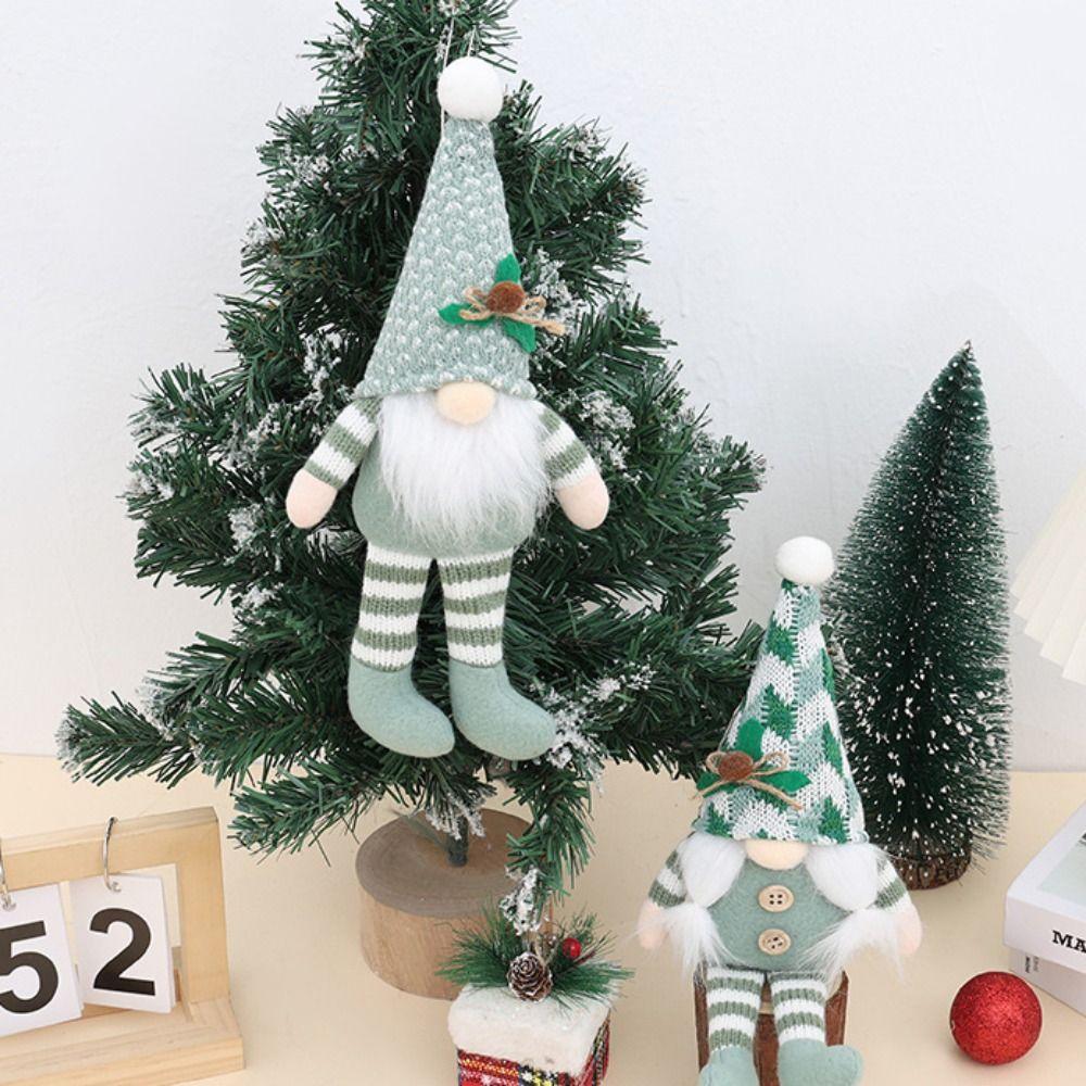 New Green Christmas Decorations High-grade Knitted Rudolf Pendant Cartoon Creative Christmas Gnome Doll Christmas Gift Ornaments