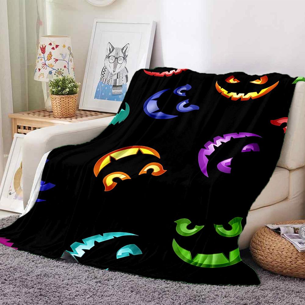 1pc Halloween Pumpkins Blanket, Lightweight Flannel Throw For Sofa, Bed, Travel, Camping, Livingroom, Office, Couch, Chair