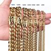 7" - 40" 316L Stainless Steel Cuban Miami Chains Necklaces Heavy Gold Color Link for Men Hip Hop Rock Jewelry