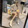 Autumn And Winter Tide Short Boots Thick High Heel Single Boots Pointed Black Elastic Martin Boots Skinny Legs Socks Boots Women