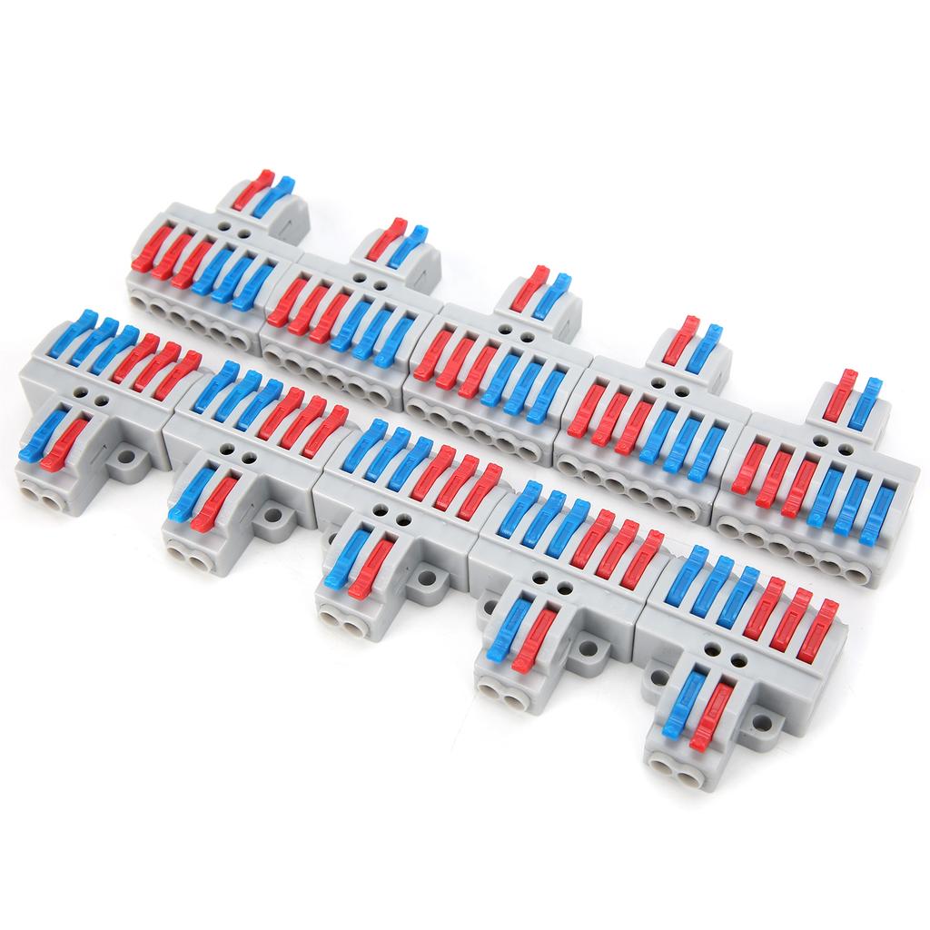 10Pcs Wire Conductor Connector 2in6out with Fixed Hole 4mm Splitter Fast Terminal Block 600V