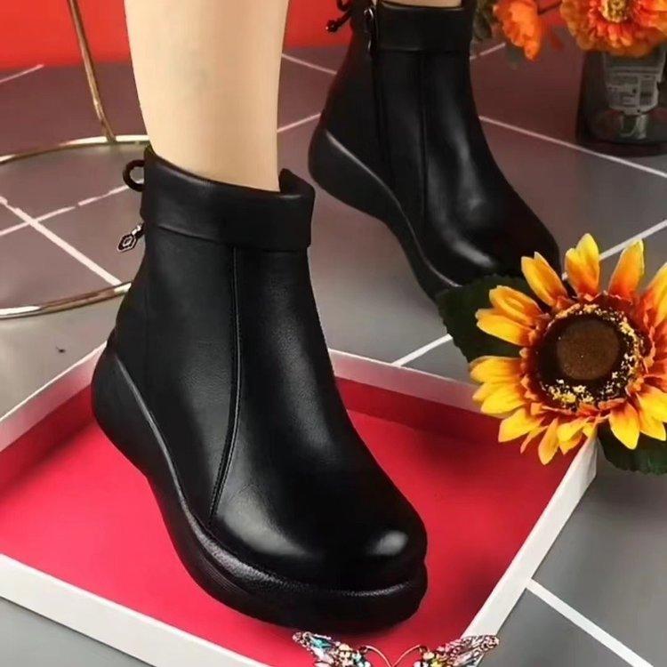 

2024 короткие сапоги на толстой подошве для женщин, новые флисовые утепленные и теплые хлопковые сапоги с круглым носком, утолщенные флисовые сапоги Martin для женщин 40