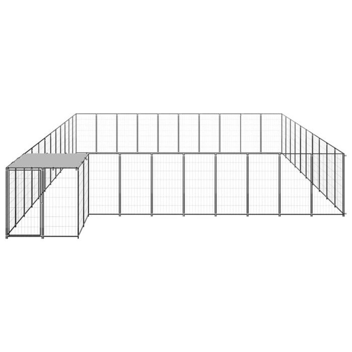 VidaXL Chenil Noir 31,46 m² Acier Enclos pour Chiots Cage Chiens Extérieur 3082241