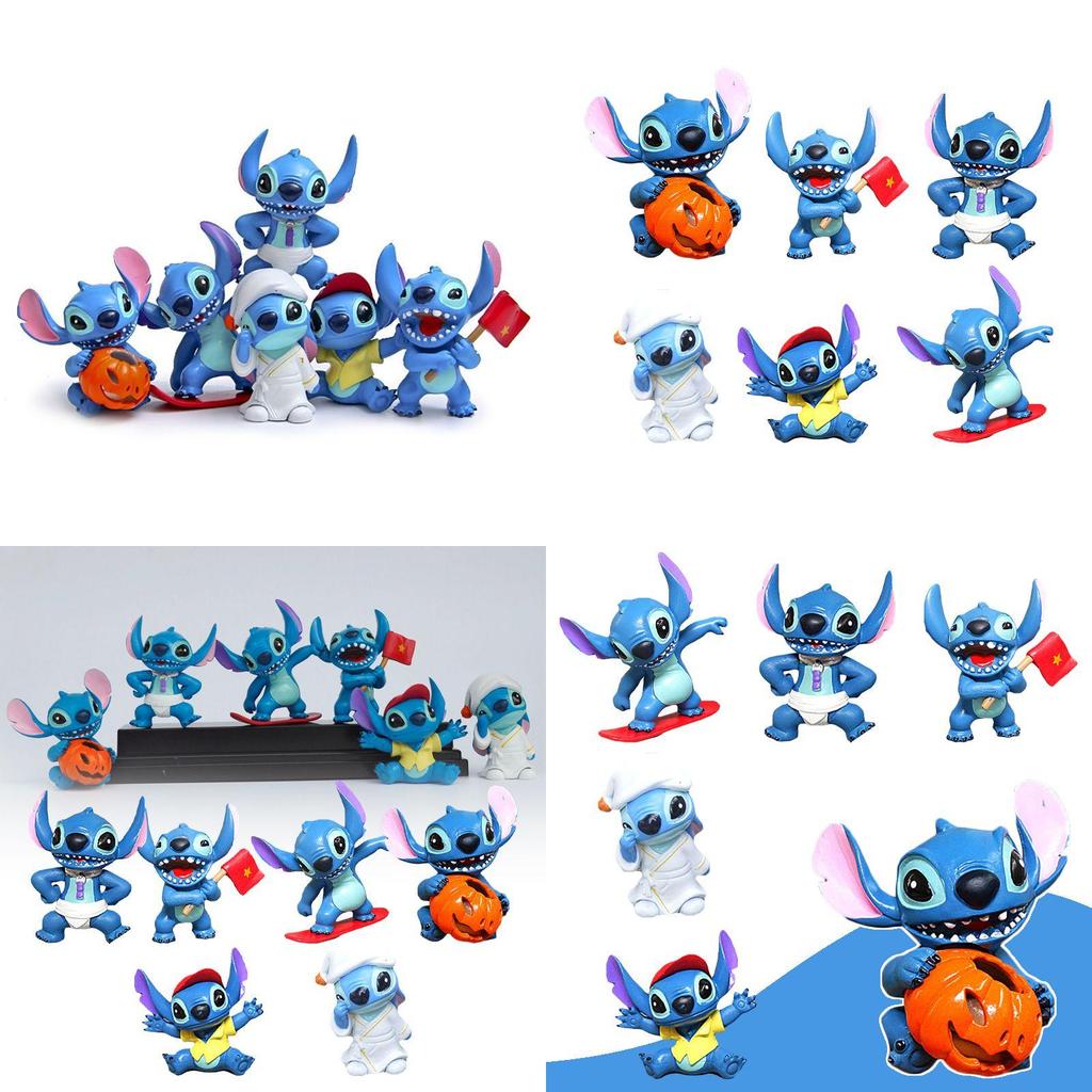 Conjunto Espetacular de 6 Peças de Enfeites de Carro de Halloween do Stitch Para Festas Infantis