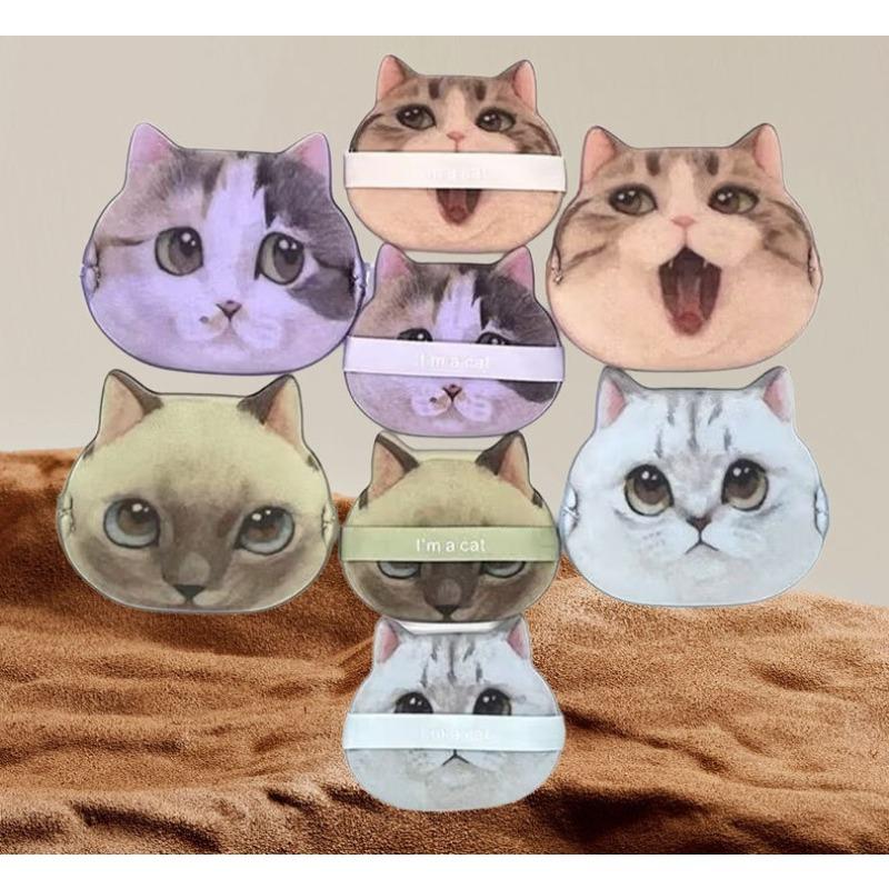 Double-sided Blue Cat Powder Puff with Hydrophobic Non-latex Egg Yolk Paste Material of The Same Type Non-toxic Powder Puff for Makeup Setting Tool.