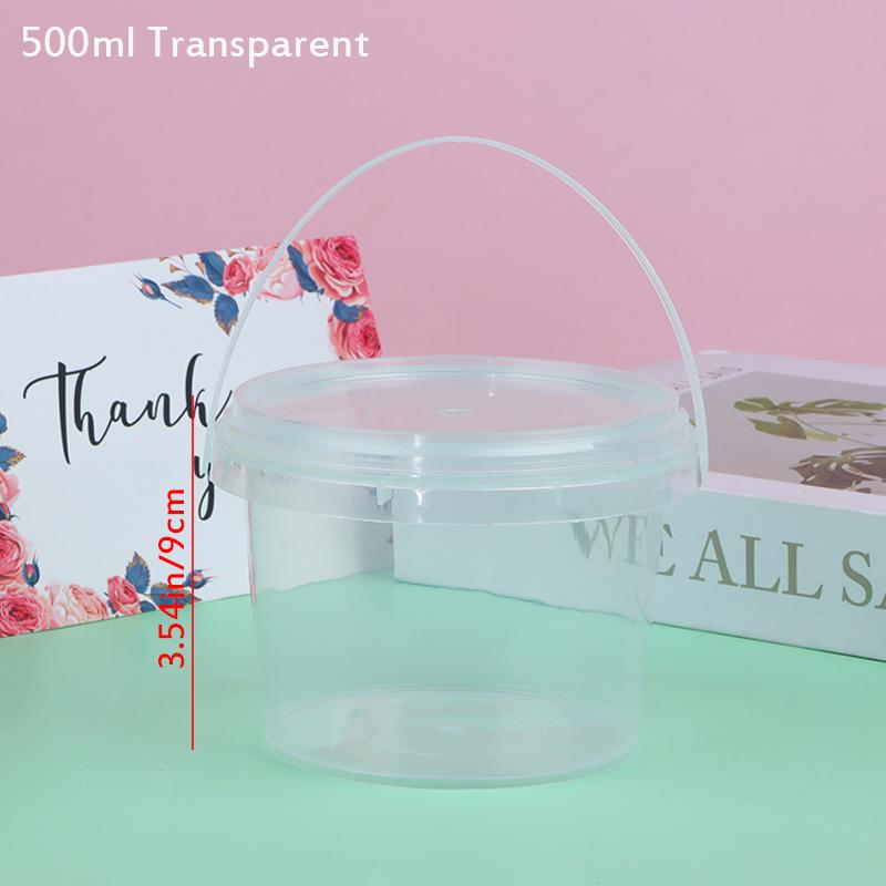 

500/1000 мл прозрачное пластиковое ведро с крышкой и ручкой контейнер для хранения продуктов B