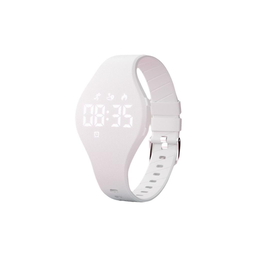 LED Digital Vibrating Alarm Clock Waterproof Electronic Watch Silent Wristband  Children белый