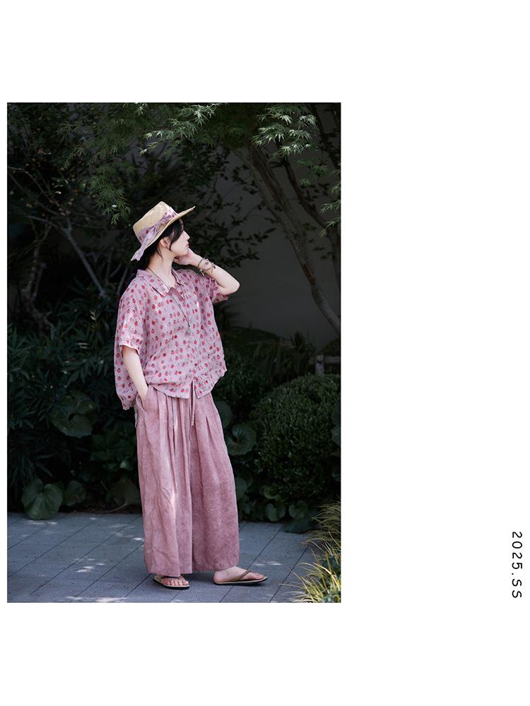 Strawberry Pink Retro Linen Cardigan: Versatile Summer Sun Protection Top