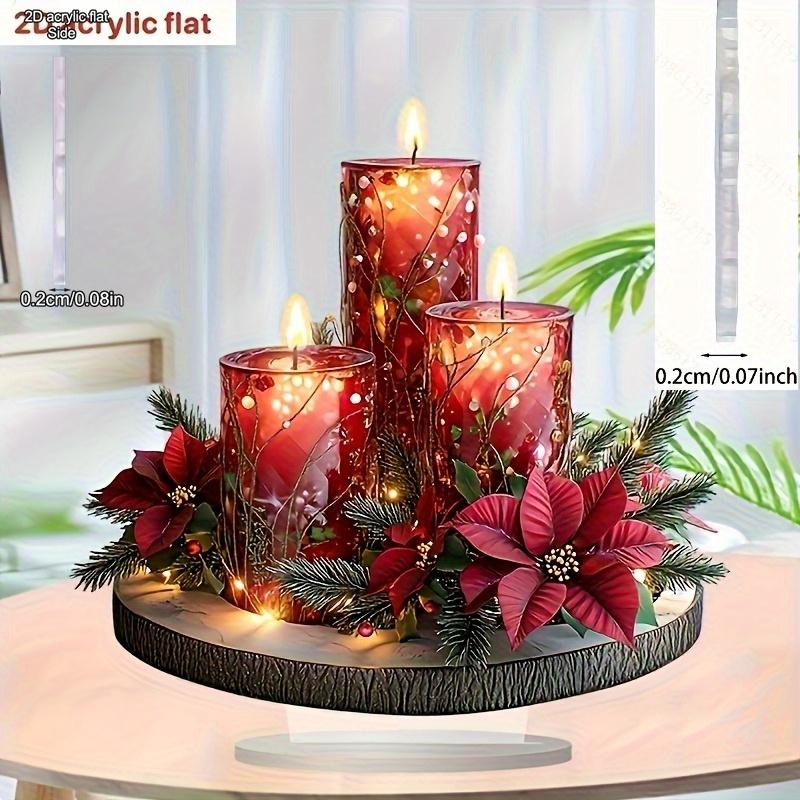 2D Flat Bohemian Style Crystal Christmas Candle Tabletop Decoration, Suitable for wall decoration, porch, room, villa, accents Home, Hallway, or Workp