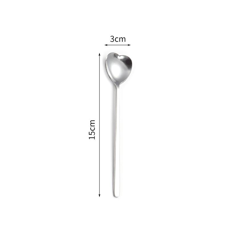 Stainless Steel Heart-Shaped Head Spoons Creative Home Tableware Teaspoon Coffee Ice Cream Honey Mixing Spoon Kitchen Dinnerware