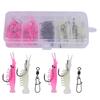 T0055 60PCS Soft Plastic Lures Shrimp Bait Set Kit with Hook Connector Fishing Tackle Tools Accessory7# Hook