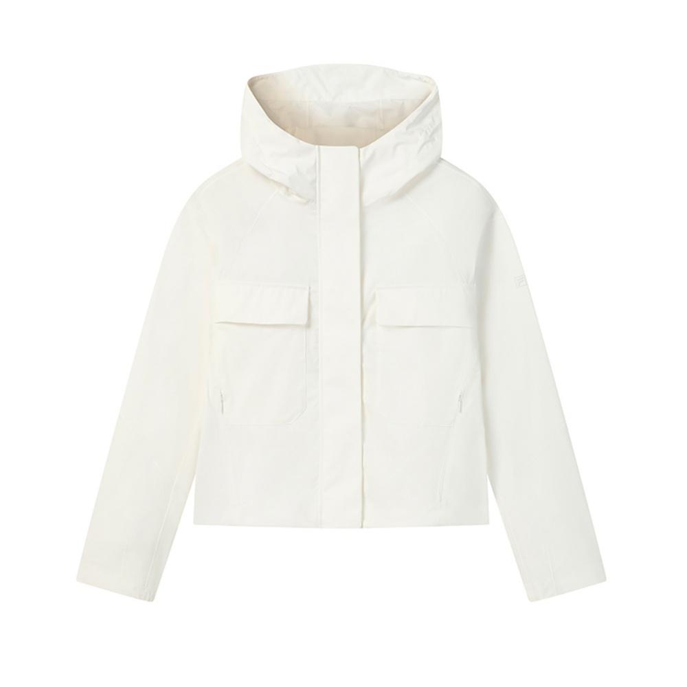 Fila White Fashion Classic Simple Sports Casual Elegant Relaxed Versatile Comfortable Hooded Woven Jacket Women jackets Cloud-White F11W623704FWT
